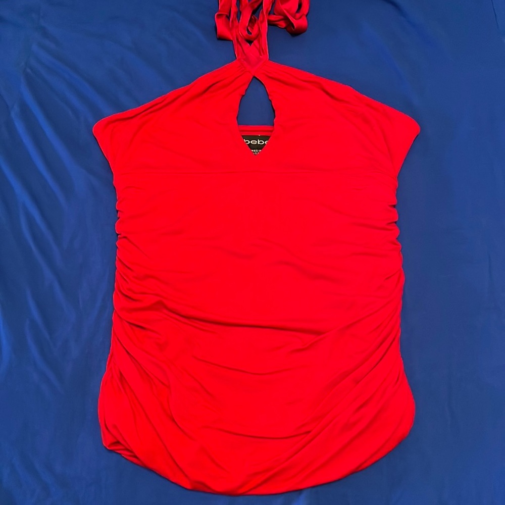 Red Halter keyhole top